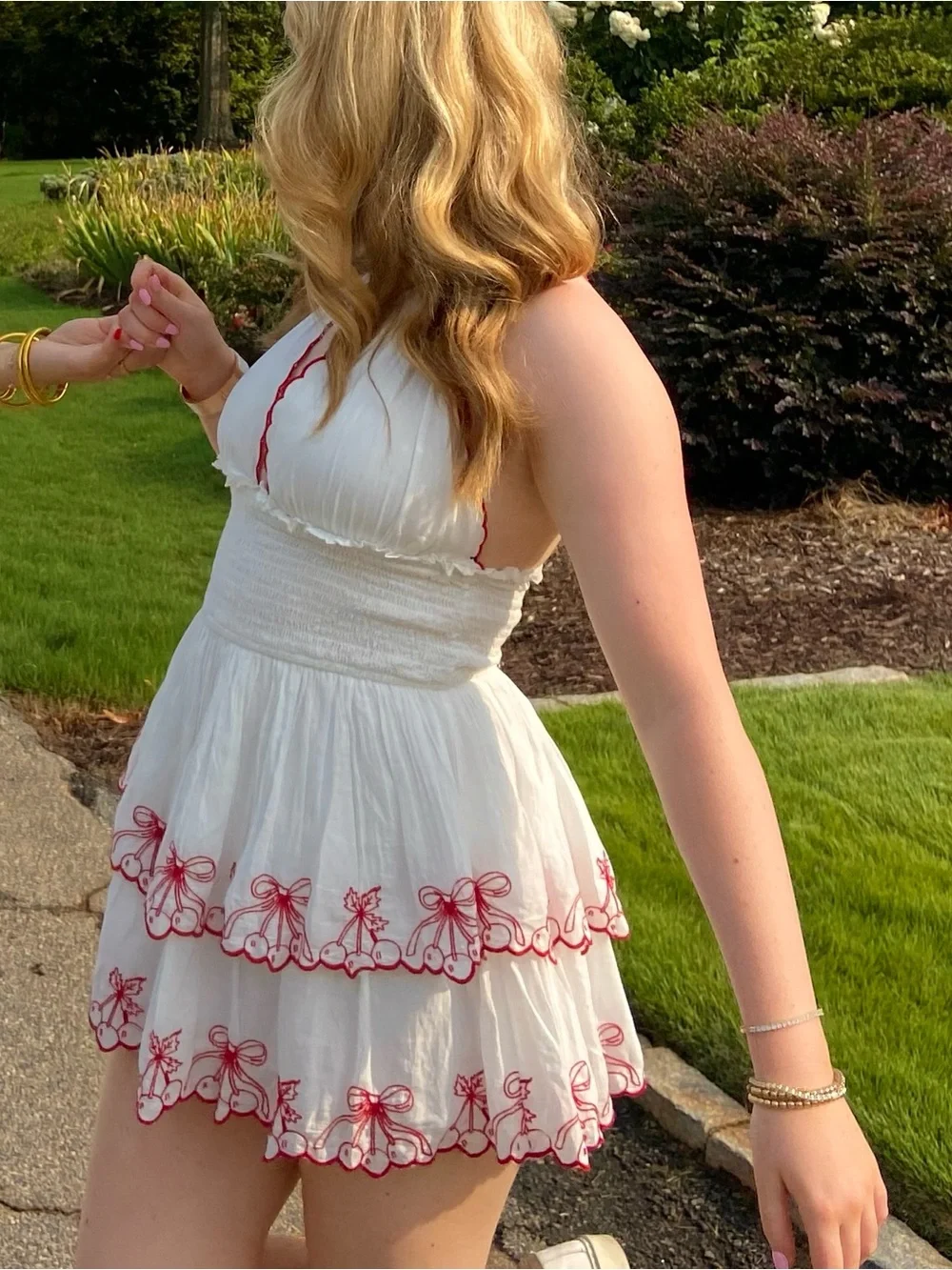 LoveShackFancy White Halter Cherry Dress - Picture 6 of 6